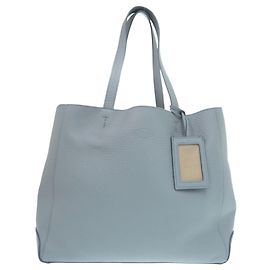 Sac cabas Tod's en cuir grainé bleu-gris