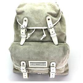 BALLY Large Backpack in Beige Suede and Leather