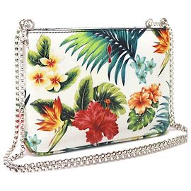 Borsa a tracolla con catena Christian Louboutin con stampa botanica e borchie Spike