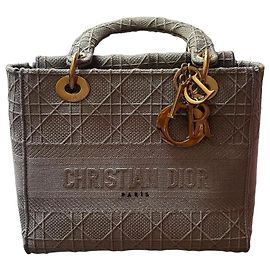 Christian Dior Bolso Lady Dior Medium en Lona Gris
