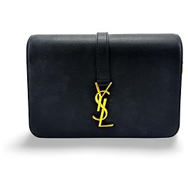 Autre Marque Saint Laurent Classic Monogram Crossbody Bag aus Metallic-Leder Medium