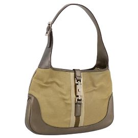 GUCCI Jackie Sherry Line Schultertasche Canvas Beige Gold 001 3306 Auth 202921A