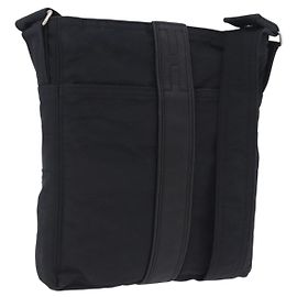 Hermès HERMES Acapulco Bandouliere Schultertasche Nylon Schwarz Silber Auth hk4022