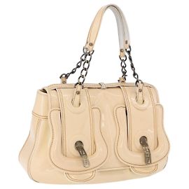 FENDI Handtasche Lackleder Ivory Auth 200489