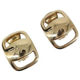 Salvatore Ferragamo Vala Ohrringe Metal Gold Tone Auth SW2866
