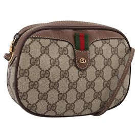 Sac GUCCI GG Supreme Web Sherry Line PVC Beige Gold 007 58 6112 Auth 202703