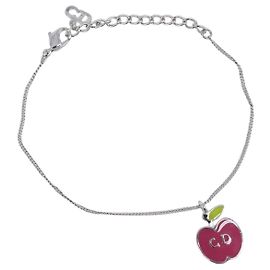 Pulseira Maçã Christian Dior metal Silver Auth SW2815V