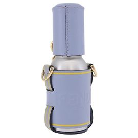 Bolsa Porta-Dispenser FENDI Couro Azul Claro Dourado Auth 202153M