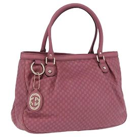GUCCI GG Canvas Guccissima Tote Bag Leder Rosa Gold 296835 Auth 200972V