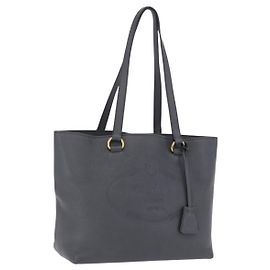 Saco Tote PRADA em couro Vittero Dino Cinza Gold Auth 200556A