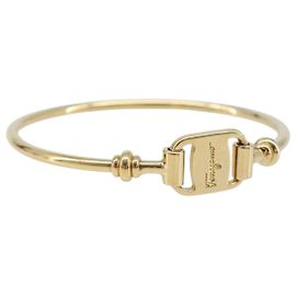 Bracciale Salvatore Ferragamo Vala Metallo Tono Oro Auth SW2869V