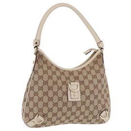 GUCCI GG Canvas Schultertasche Beige Gold 130738 Auth am12619V