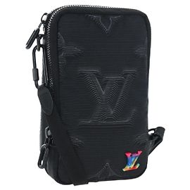 LOUIS VUITTON 3D monogram Double Phone Pouch Black M80141 LV Auth 200705M