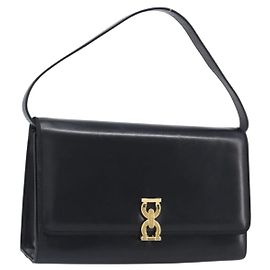 Borsa a tracolla Salvatore Ferragamo in pelle nera e oro Auth 202612