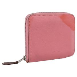 Hermès HERMES Azap Silk In Wallet Leather Pink Silver Auth 202722