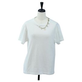 LOUIS VUITTON T-shirt a maniche corte in cotone "XS" Bianco Tono Oro LV Auth 202321M