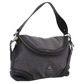 BURBERRY Shoulder Bag Canvas 2way Gray Silver Auth ti4019
