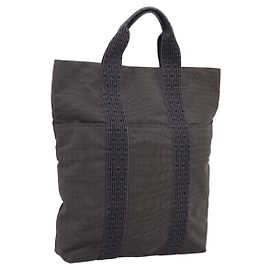 Hermès HERMES Her Line Cabas Tote Bag Canvas Gray Silver Auth 202470