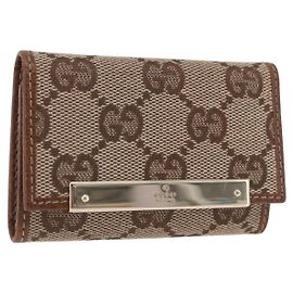 Portallaves GUCCI GG Canvas Beige Gold 127048 Auth 203330V
