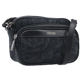 Borsa a tracolla VERSACE Canvas Black Silver Auth 200699V