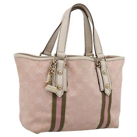Borsa GUCCI GG Canvas Sherry Line Pink Gold 139261 Auth 202455