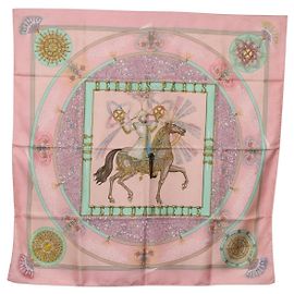 Hermès Foulard HERMES Carre 90 in Seta Rosa Auth 199729M