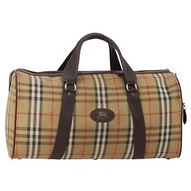 Borsa Boston Burberrys Nova Check Canvas Beige Gold Auth 201962