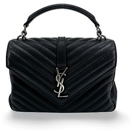 Autre Marque Saint Laurent Classic Monogram College Matelasse Chevron Leather Medium