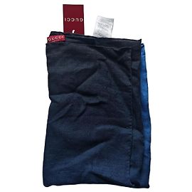 Écharpe Gucci en soie bleu marine et noire
