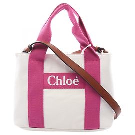Bolsa de lona Chloé em rosa e branco