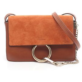 Borsa a tracolla Chloé Chloe Faye in pelle e camoscio marrone