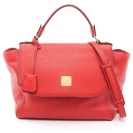 Borsa a mano in pelle MCM in rosso