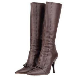 Botas altas de tacón con lazo Prada años 2000