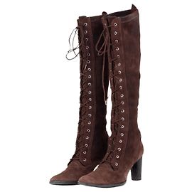 Autre Marque Dior by Galliano 2000s Knee-High Lace-Up Suede Heel Boots