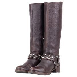 Botas biker con tachuelas y arnés Miu Miu años 2000