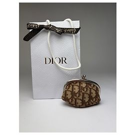 Autre Marque Monedero Vintage Dior Oblique Jacquard Brown Cream