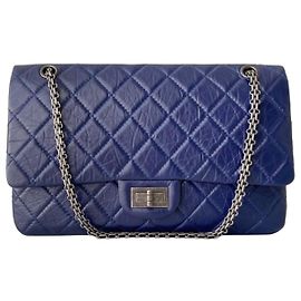 Chanel 2.55 Reissue 227 Klappentasche Navyblau Gestepptes Kalbsleder