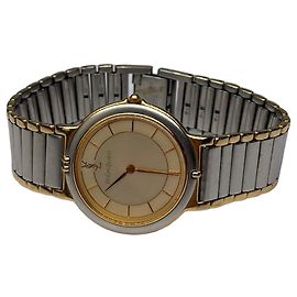 Vintage Yves Saint Laurent Armbanduhr Gold Silber Zifferblatt