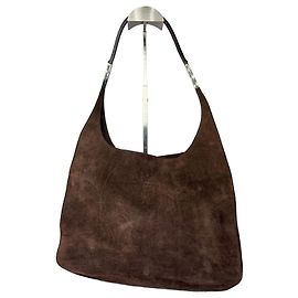 Vintage Gucci strukturierte Schultertasche in Wildleder-Optik Dunkelbraun