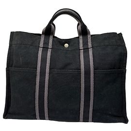 Hermès Vintage Hermes Victoria Canvas Tote Schwarz Grau