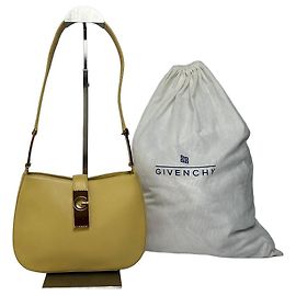 Vintage Givenchy strukturierte Lederhandtasche mit oberem Griff Cream Yellow Green