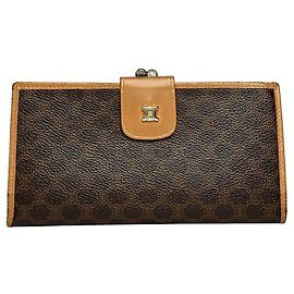 Céline Vintage Celine Coated Canvas Bifold Wallet Dunkelbraun Tan