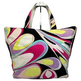 Vintage Emilio Pucci Samt-Tote Rosa Gelb Lavendel Türkis