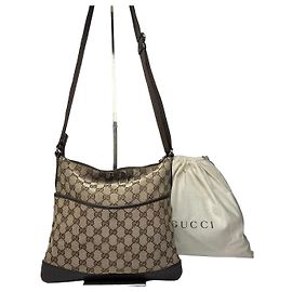 Vintage Gucci GG Supreme Schultertasche mit Kette Beige Brown