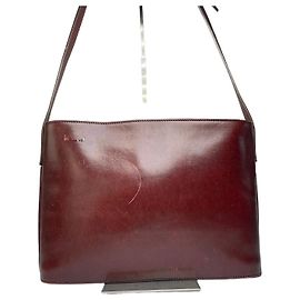 Vintage Issey Miyake Leder-Crossbody-Tasche mit Klappe Burgundy