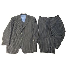 Vintage Givenchy Men's Wool Suit Navy Pinstripe L