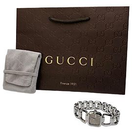 Reloj Vintage Gucci Teutonia con brazalete de acero inoxidable, Gris Plata