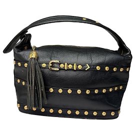 Bolsa de mão Vintage Gianni Versace em couro com tachas Preto Dourado