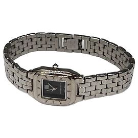 Reloj de pulsera Vintage Givenchy de acero inoxidable Quartz Negro Plata