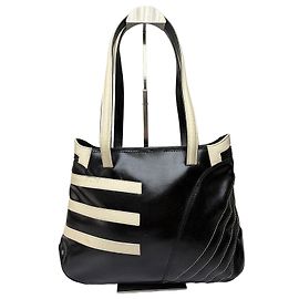 Tote Vintage Etro em couro liso Preto Creme